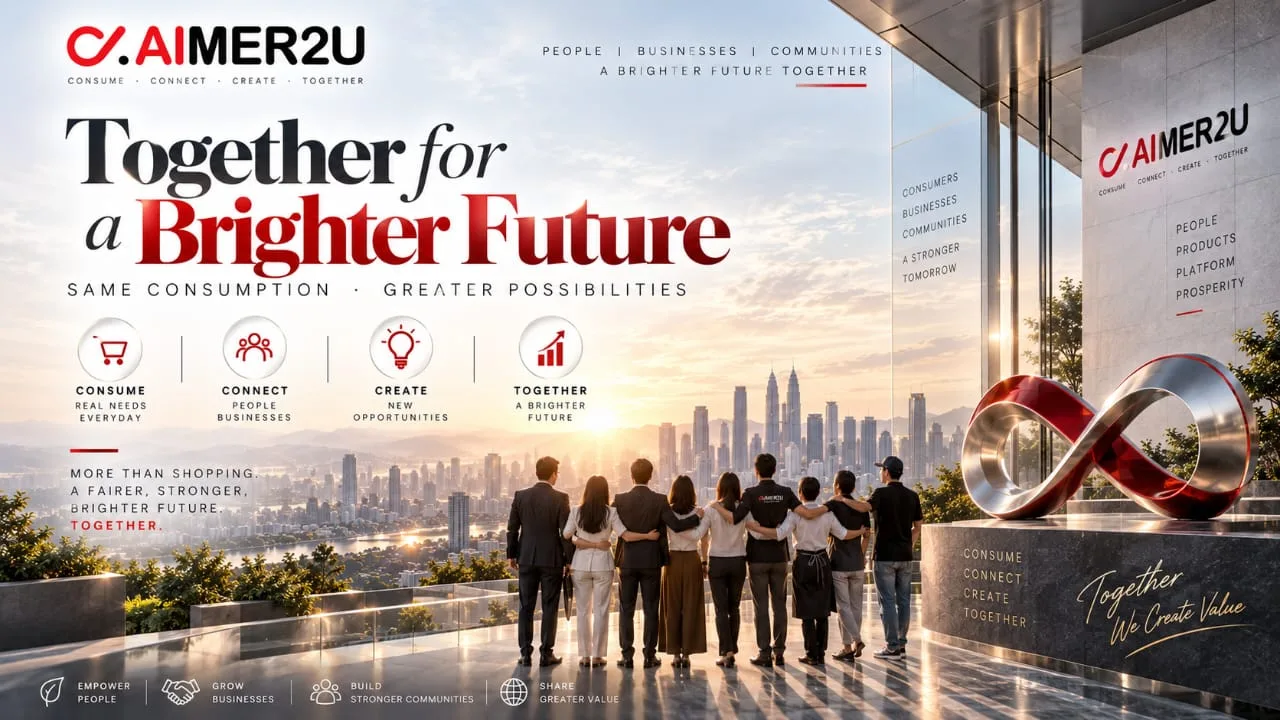 AIMER2U. Together for a brighter future: same consumption, greater possibilities. Consume, connect, create, together.