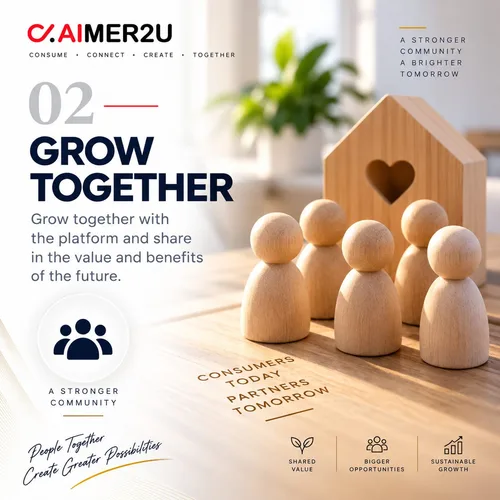 02 Grow together. Grow together with the platform and share in the value and benefits of the future. Consumers today, partners tomorrow.
