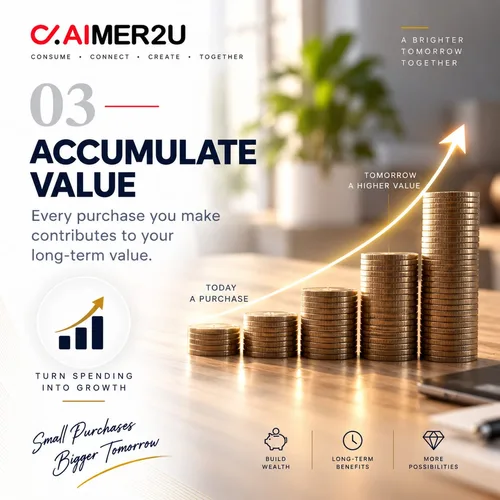 03 Accumulate value. Every purchase you make contributes to your long-term value. Turn spending into growth.